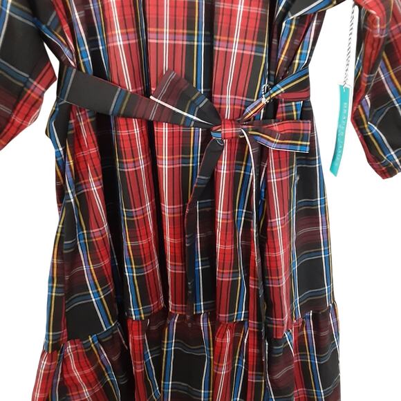 Draper James RSVP LS Bow Back Dress Tartan Plaid 2X Holiday 3/4 Sleeve NWT - Picture 5 of 10